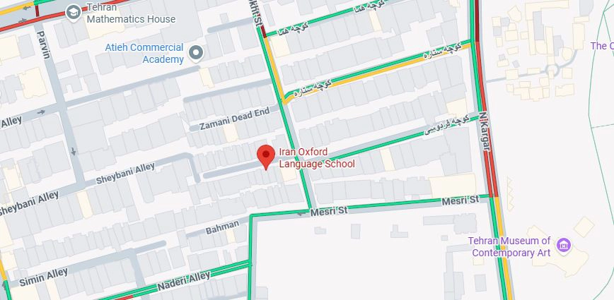 لوکیشن آموزشگاه زبان ایران آکسفورد